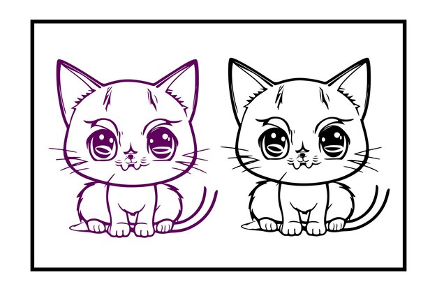 gato kawaii adequado para ilustração vetorial de página para colorir  infantil 12716836 Vetor no Vecteezy