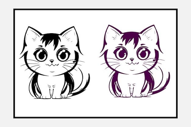 página para colorir de desenho de gato kawaii para crianças 1613481 Vetor  no Vecteezy