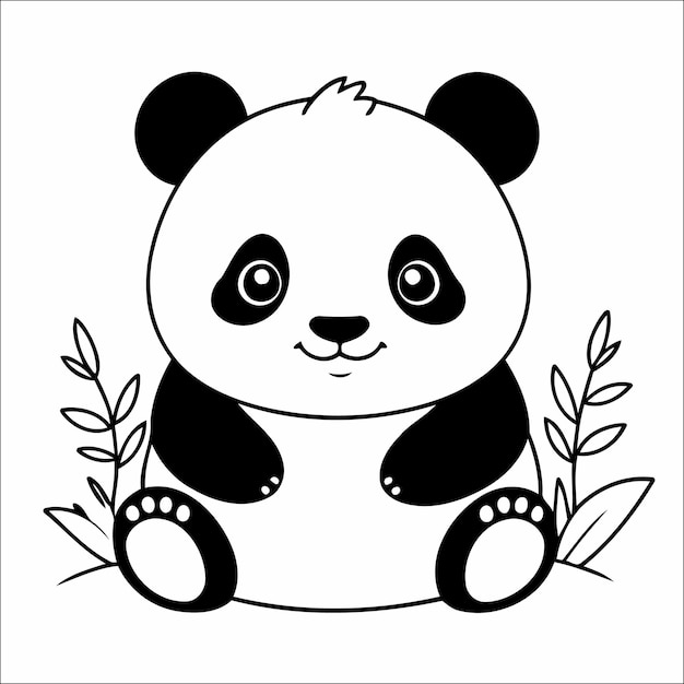 Vetor desenho de página para colorir panda para crianças