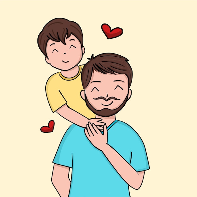 Vetor desenho de pai e filho