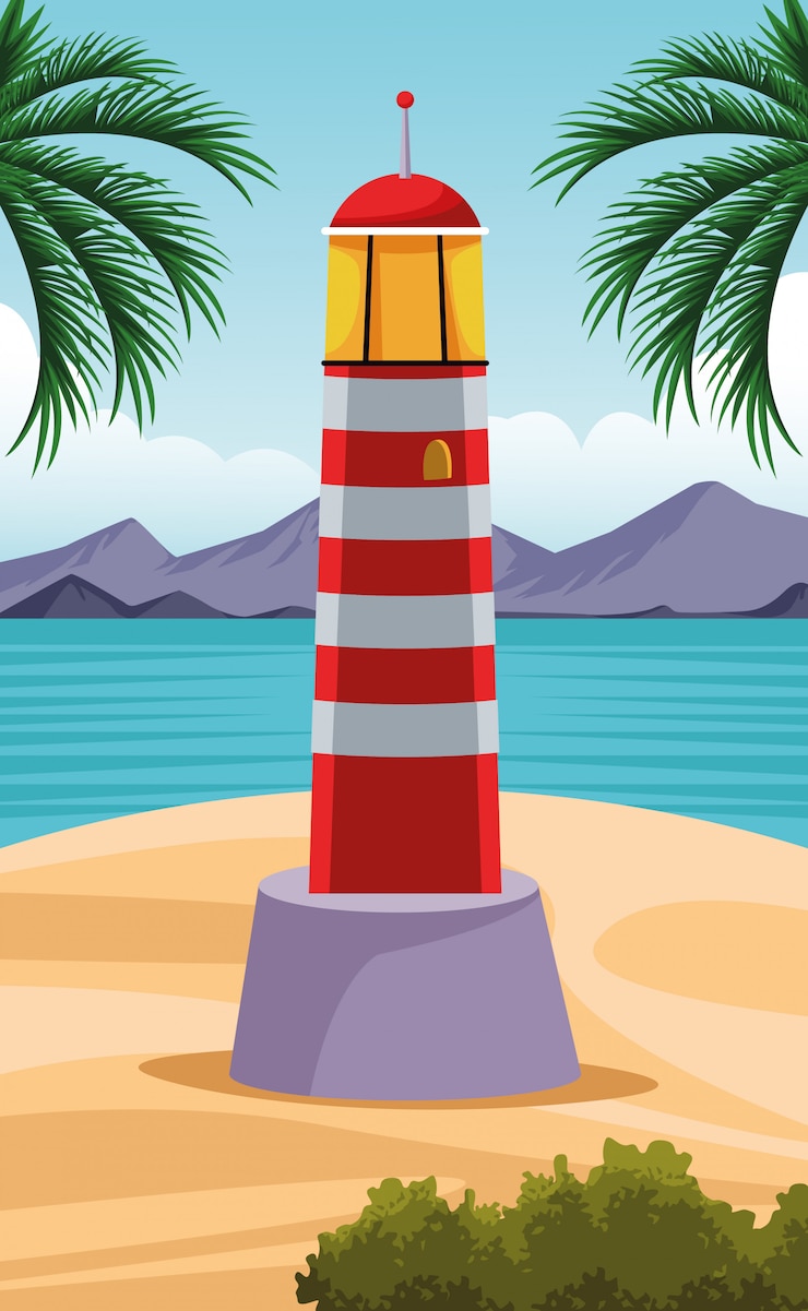 Vetor desenho de paisagem do litoral