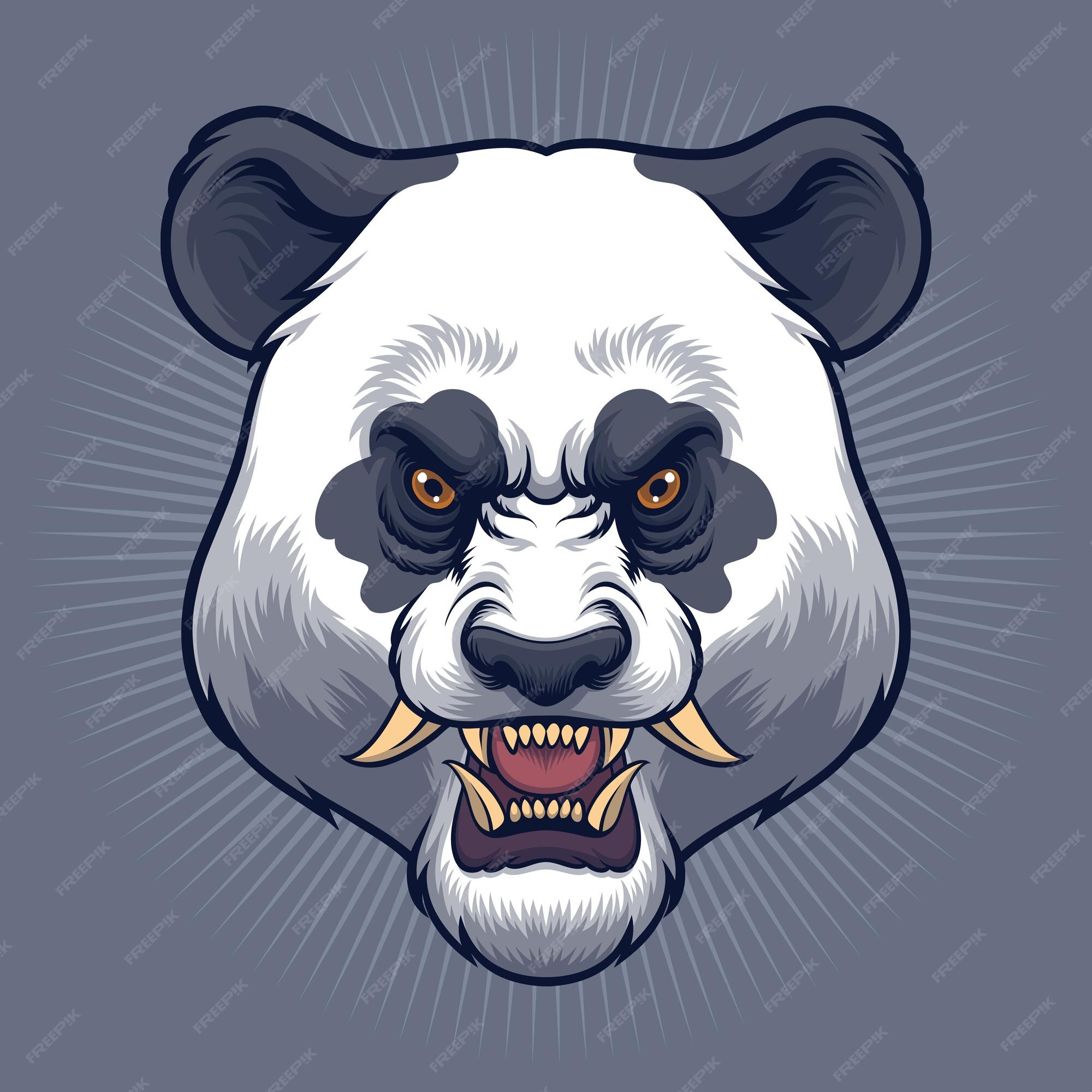 Urso Panda Gritando. Desenho Decorativo De Ilustração Vetorial