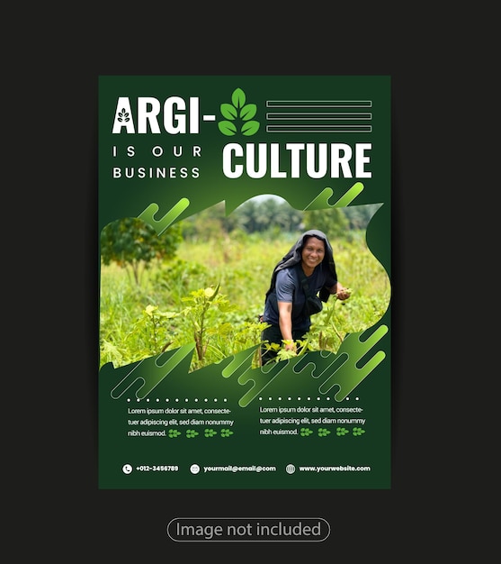Desenho de panfletos sobre agricultura verde