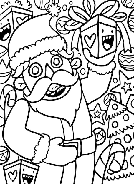 Desenho de papai noel doodle para colorir