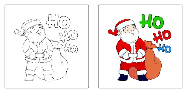 Desenho de papai noel para colorir de natal de vetor premium