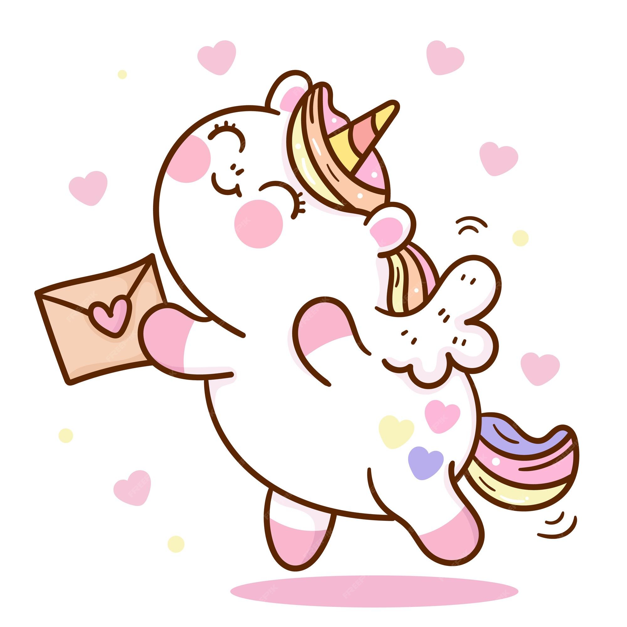 Pegasus de unicórnio fofo com desenho de kawaii de donut de dia dos  namorados