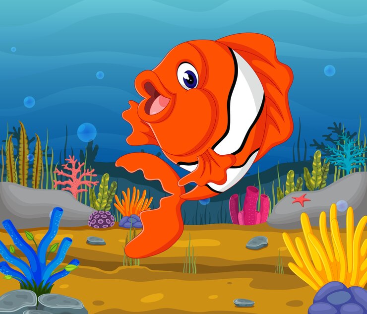 desenho de peixe bonito no mar