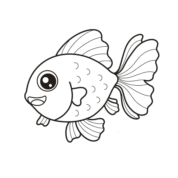 Desenho de peixe bonito para colorir e imprimir