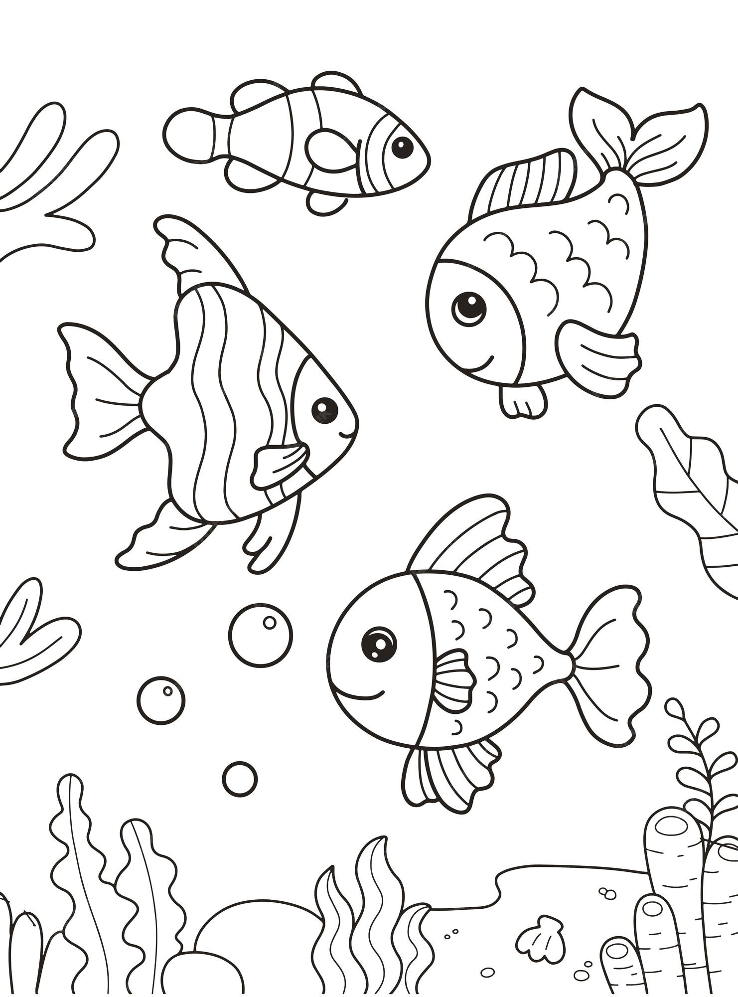 Desenho de peixe bonito para colorir e imprimir