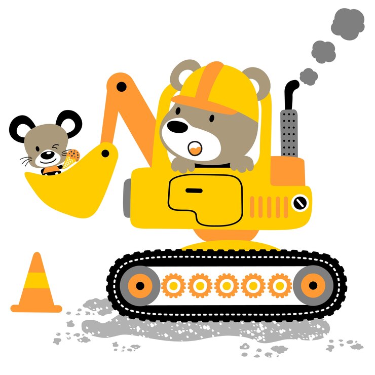 Vetor desenho de pequenos animais na ferramenta pesada