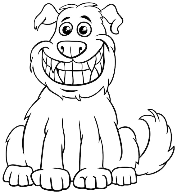 desenho de personagem animal cão dos desenhos animados sorrindo para colorir