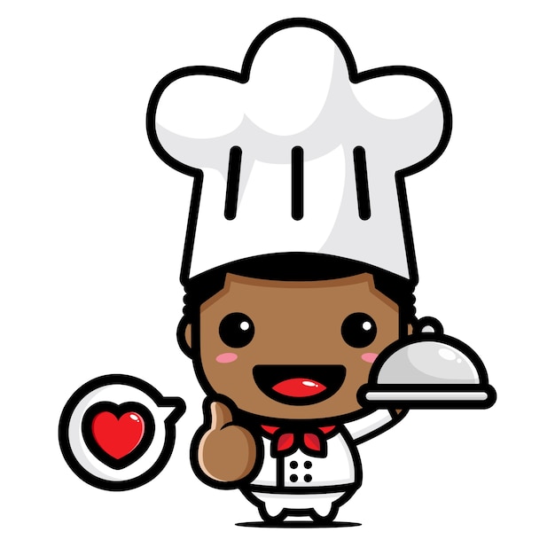 Vetor desenho de personagem chef menino fofo