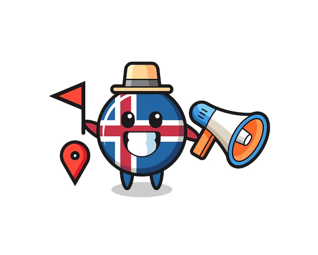 Desenho de personagem da bandeira da islândia como guia turístico