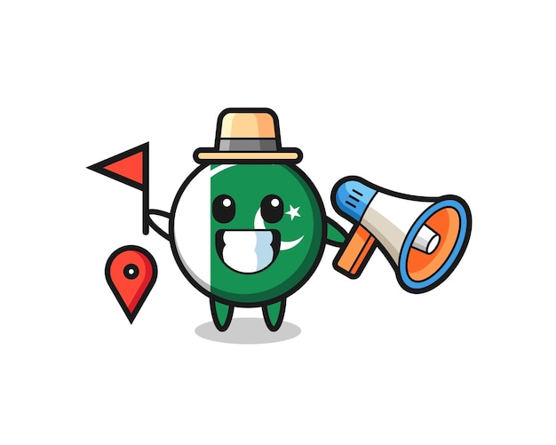 Desenho de personagem da bandeira do Paquistão como guia turístico
