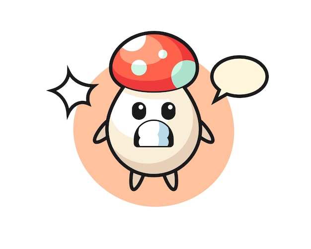 Desenho de personagem de cogumelo com gesto de choque, design de estilo fofo para camiseta, adesivo, elemento de logotipo