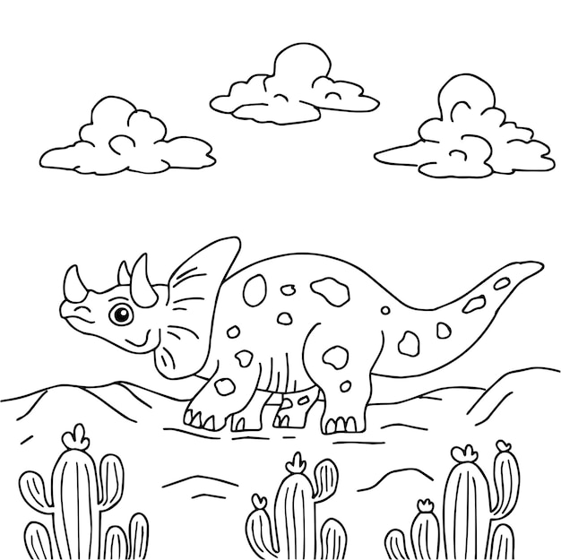 Desenho de personagem de dinossauro para colorir para criança