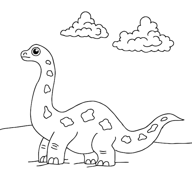 Vetor desenho de personagem de dinossauro para colorir para criança