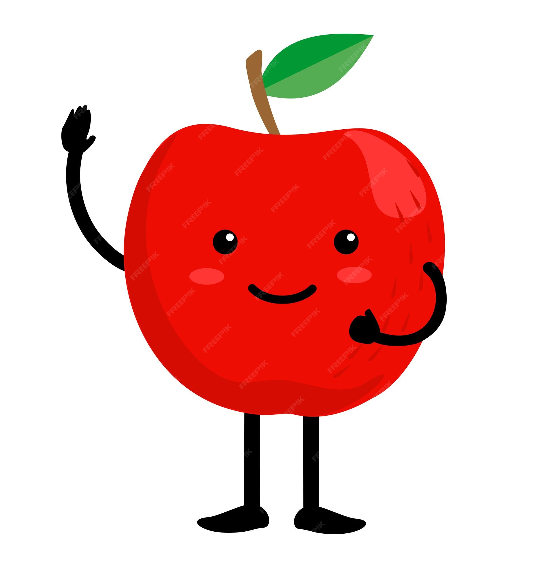 cara de maçã parecendo um desenho isolado de mascote de frutas fofas kawaii  em estilo simples 5915919 Vetor no Vecteezy