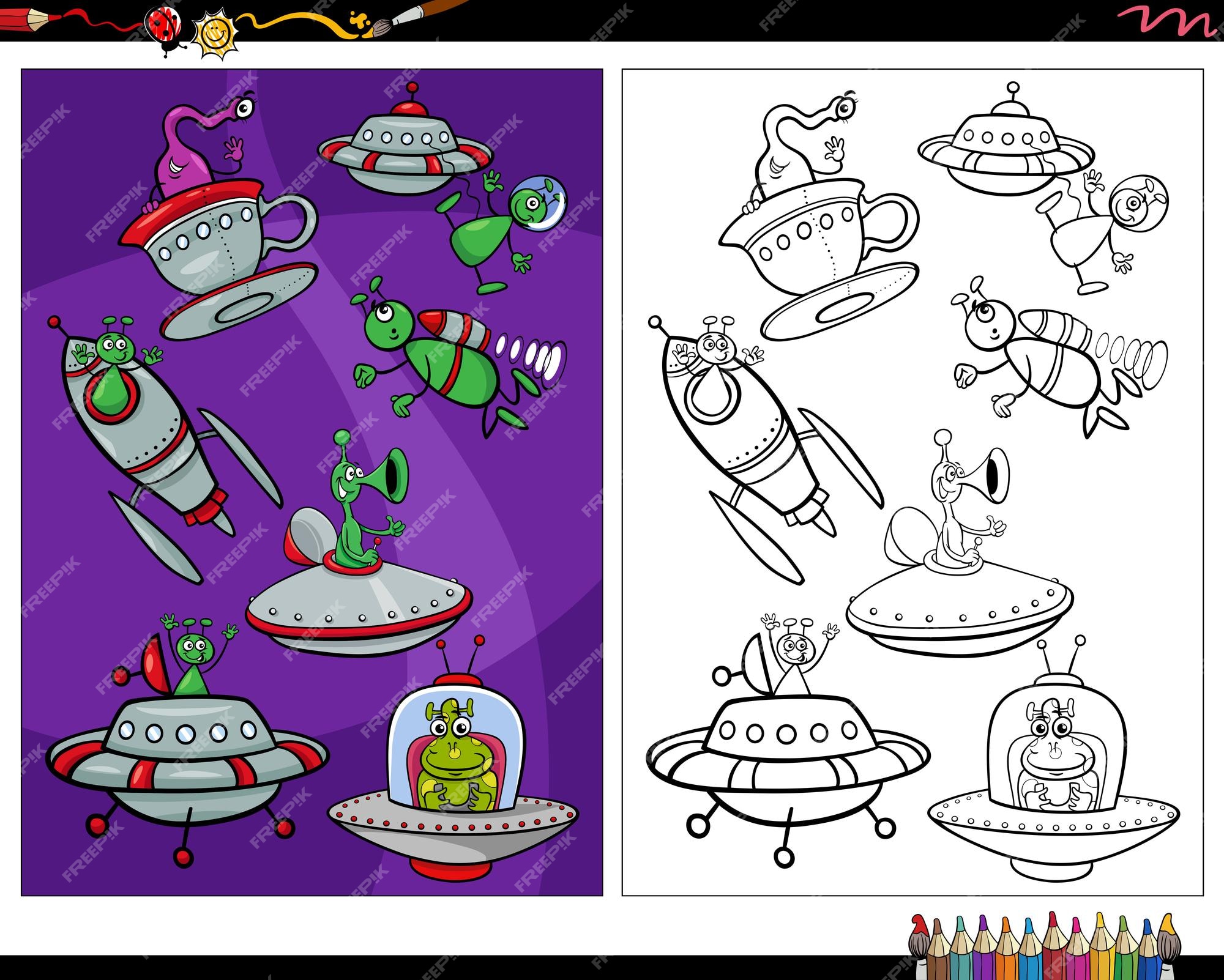 Desenhos de Aliens para Imprimir e Colorir