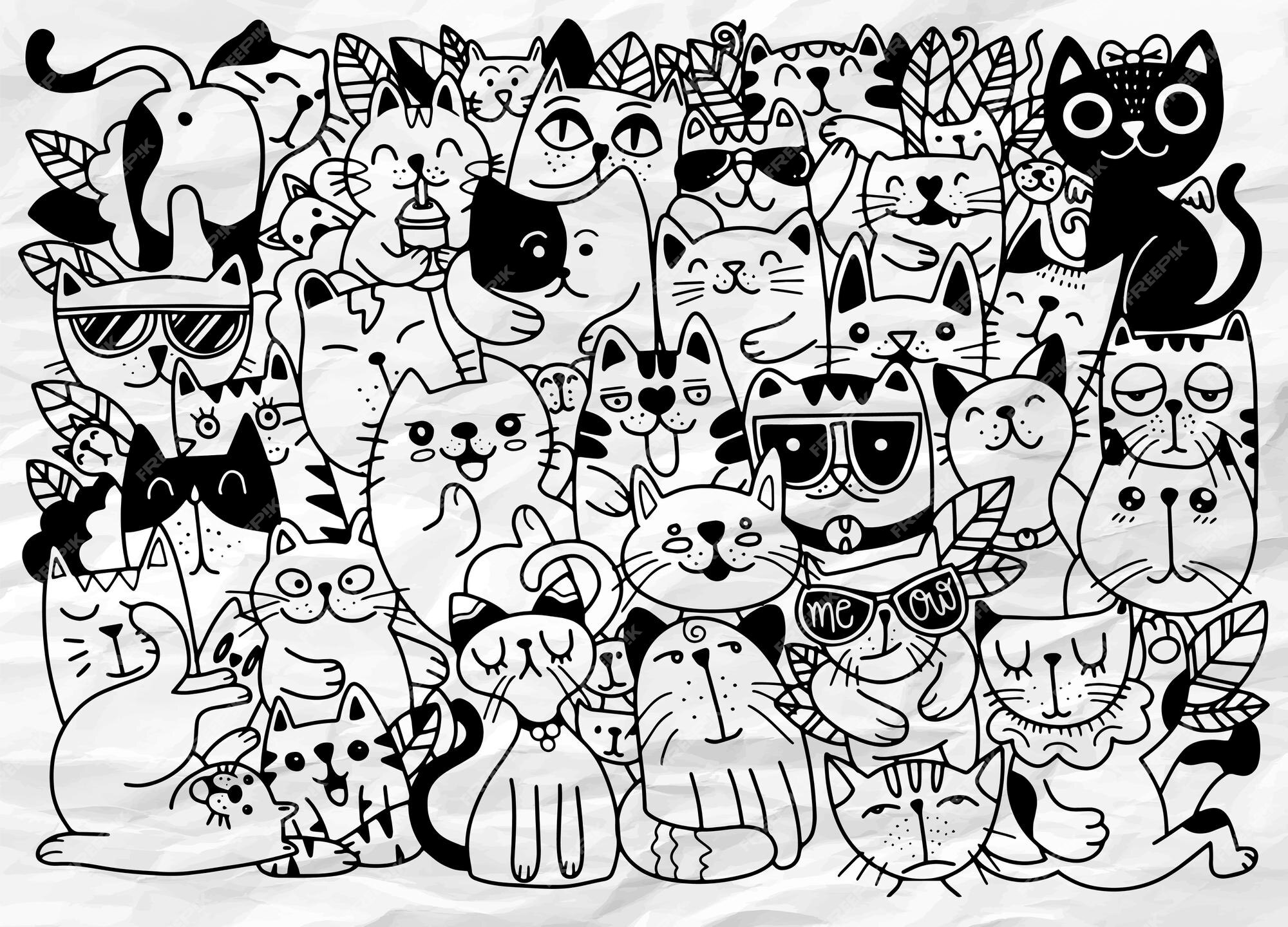 40 Imagens de Desenhos de Gatos Fofos para desenhar E Colorir