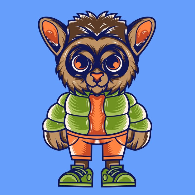 Desenho de personagens de mascote de desenho animado de lémur