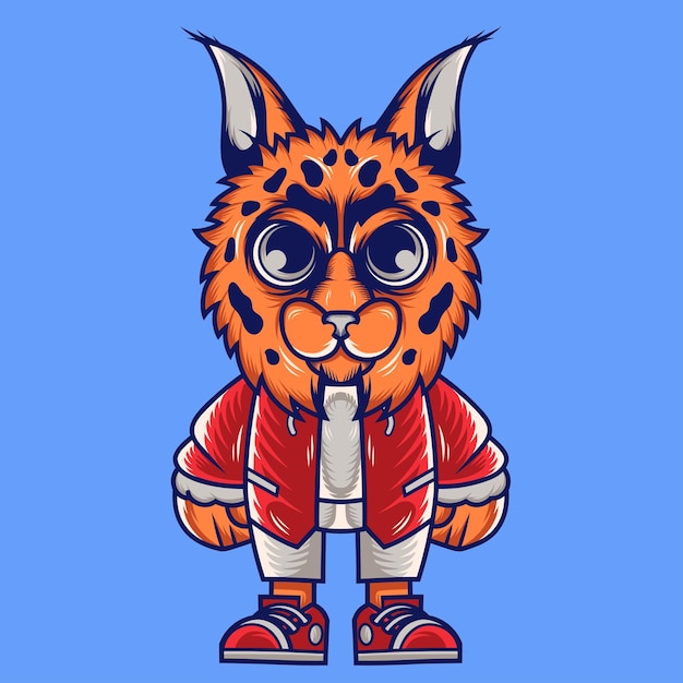 Desenho de personagens de mascote de desenho animado de lince