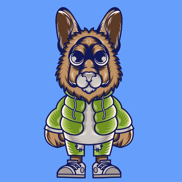 Desenho de personagens de mascote de desenho animado de um pastor alemão