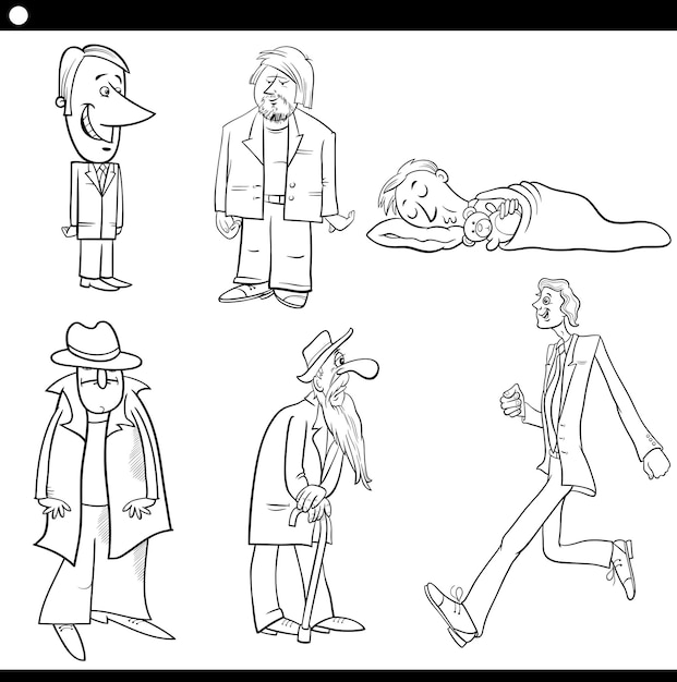 Desenho de personagens de quadrinhos de homens engraçados dos desenhos animados para colorir e imprimir