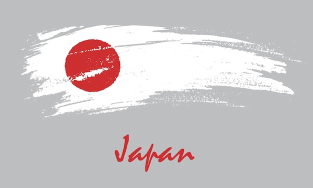 Desenho de pincel de bandeira japonesa no estilo grunge.