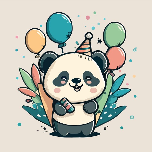 Vetor desenho de pincel vetorial de um panda comemorando