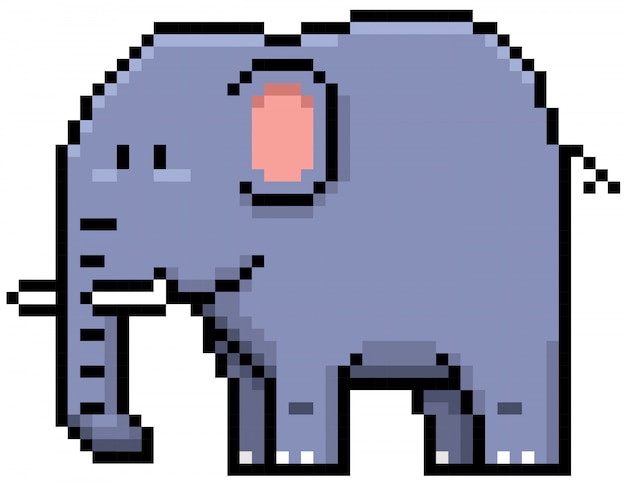 Vetor desenho de pixel de elefante dos desenhos animados