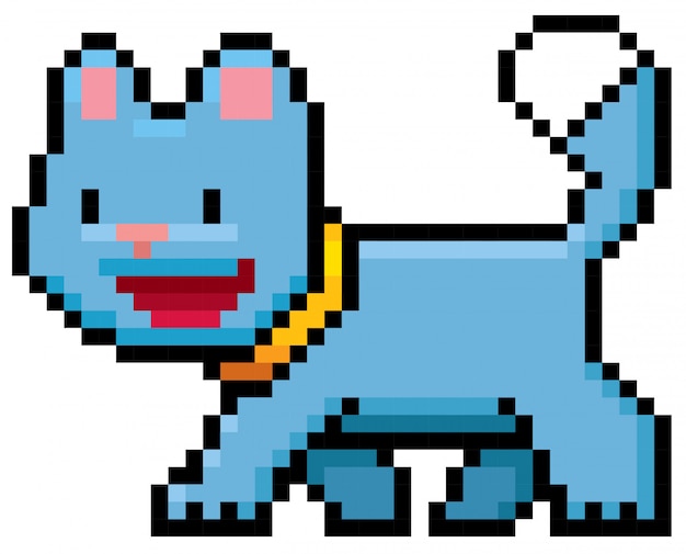 Vetor desenho de pixel de gato dos desenhos animados