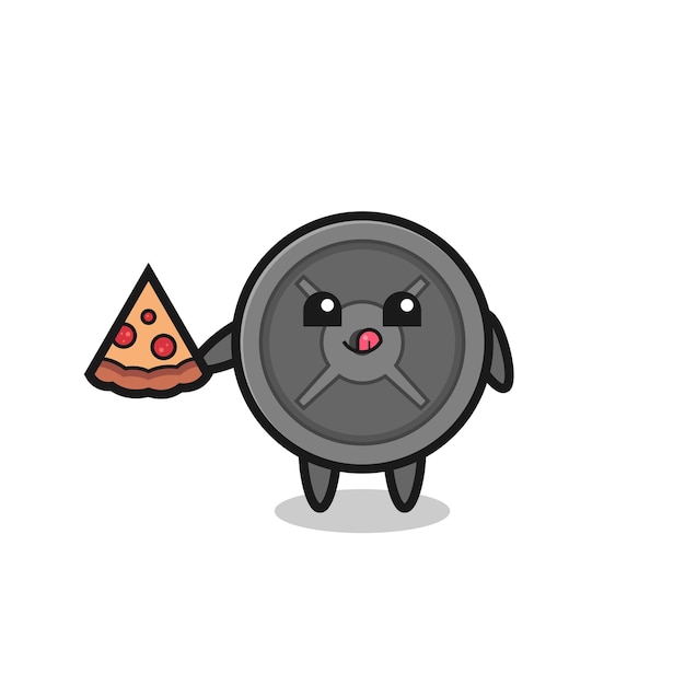 Desenho de placa de barra bonito comendo pizza