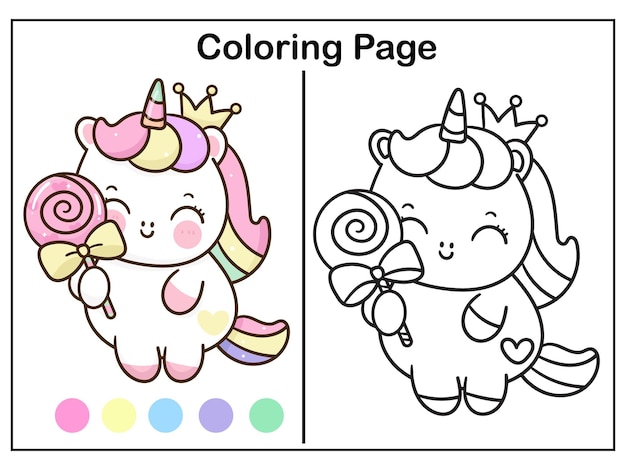 Desenhos de Kawaii Unicórnio para Colorir e Imprimir - Colorir Tudo