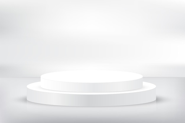 Desenho de pódio de pedestal de cilindro de prata abstrato Espaço vazio em branco Sala de palco cinza