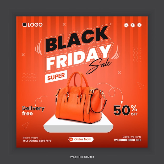 Desenho de postagem de mídia social de venda da Sexta-feira Negra ou modelo de post de Instagram de super venda