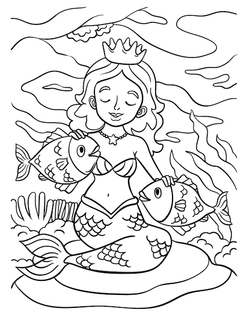 princesa sereia isolada para colorir para crianças 8209134 Vetor no Vecteezy