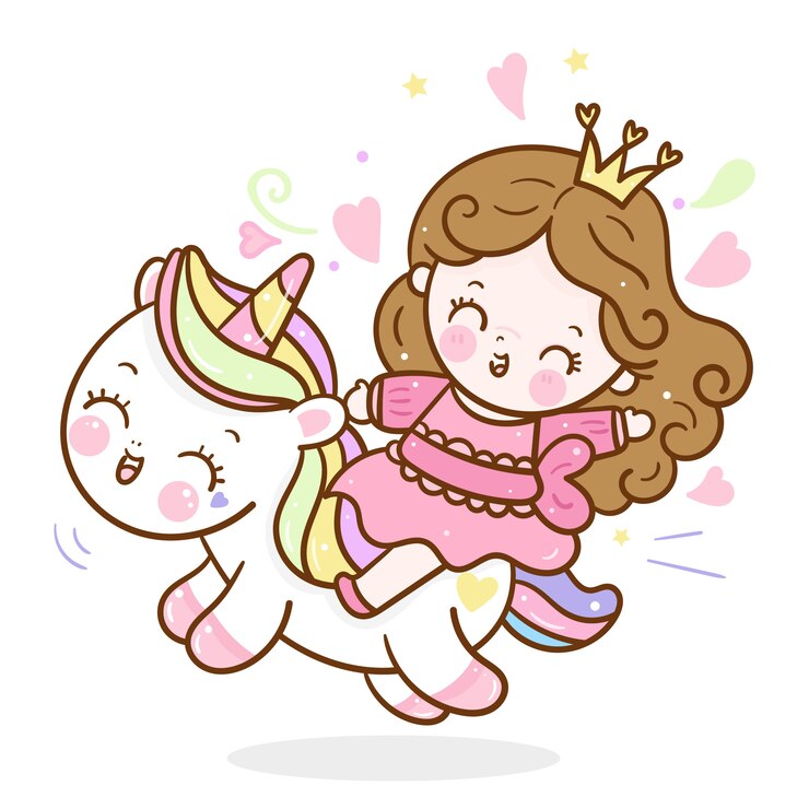 Vetor desenho de princesa unicórnio fofo