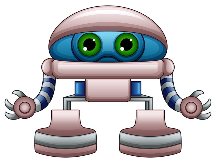Vetor desenho de robô bonito com olhos verdes isolado