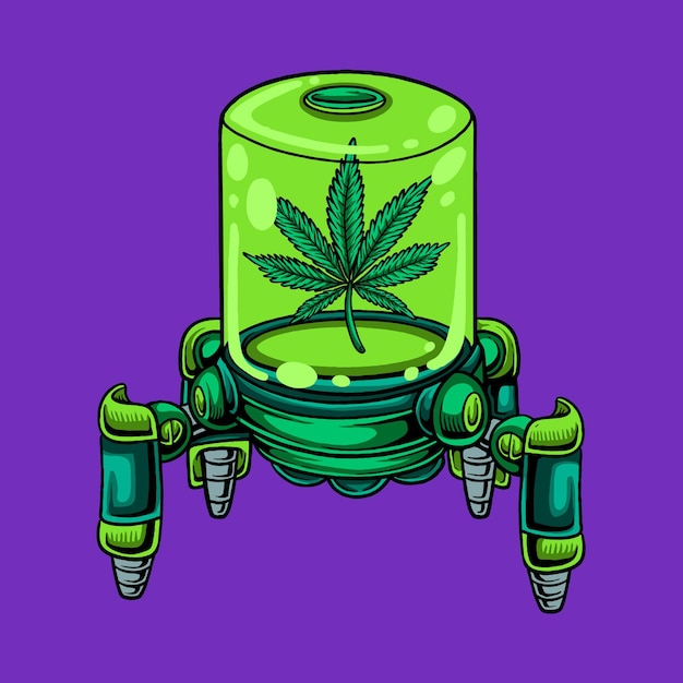 Desenho de robô com maconha green slime