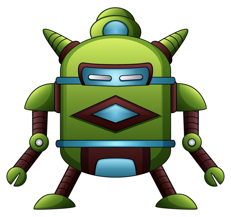 Vetor desenho de robô verde isolado no fundo branco