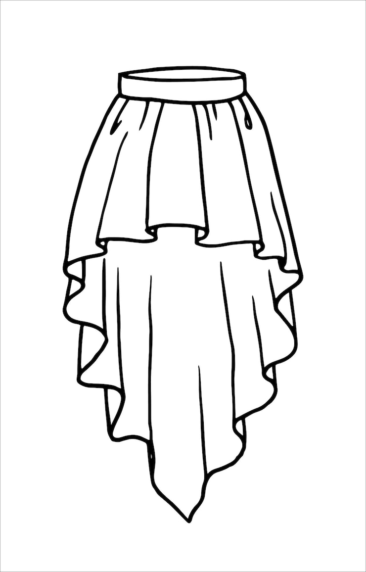Vetor desenho de saia de mulher desenhado à mão isolado em fundo branco