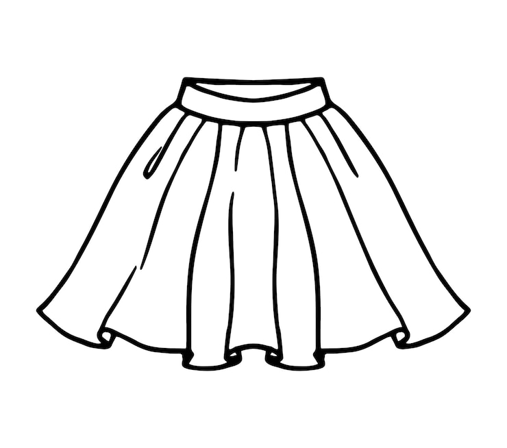 Vetor desenho de saia de mulher desenhado à mão isolado em fundo branco