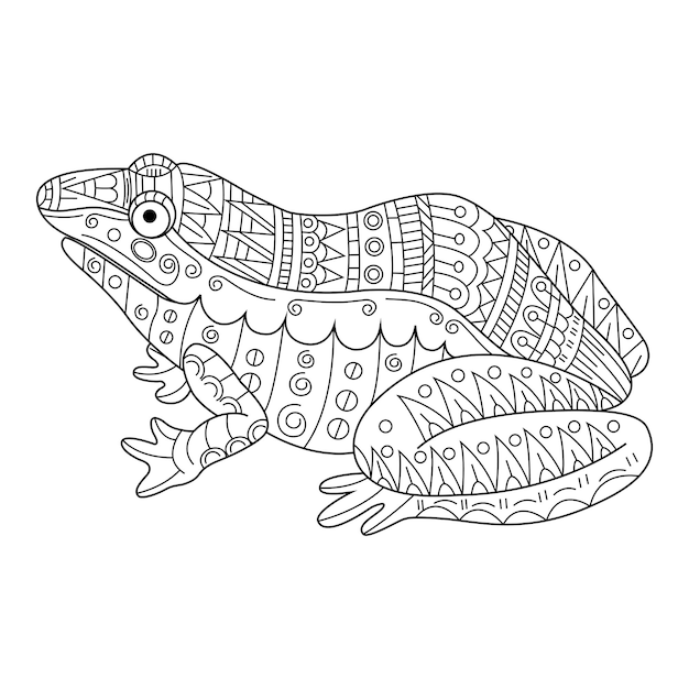 Desenho de sapo em estilo zentangle