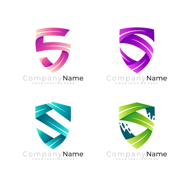 Desenho de segurança com combinação de logotipo de escudo e letra S