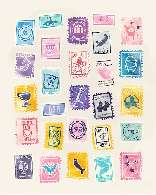 Desenho de selos postais