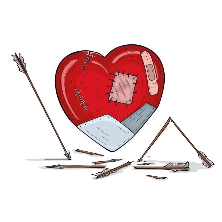 Vetor desenho de seta de coração de amor