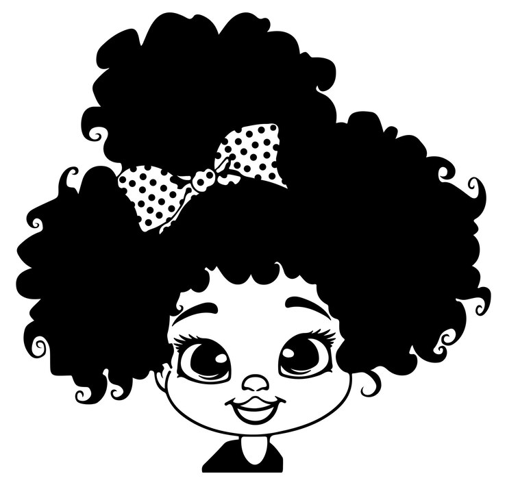 Vetor desenho de silhueta de menina negra africana americana