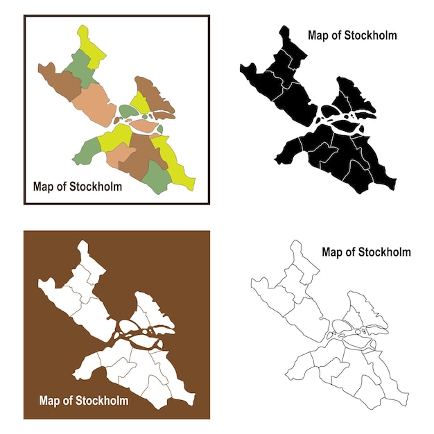 Desenho de símbolo de ilustração do ícone do mapa de estocolmo