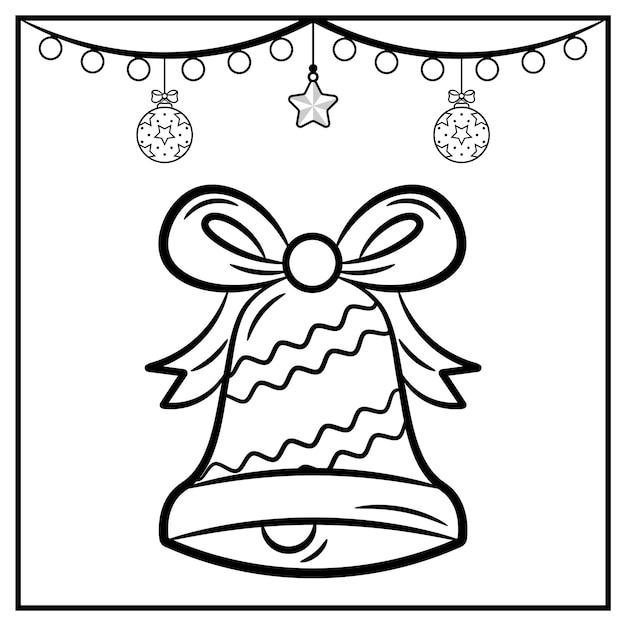 Desenhos de sino de natal kawaii para colorir